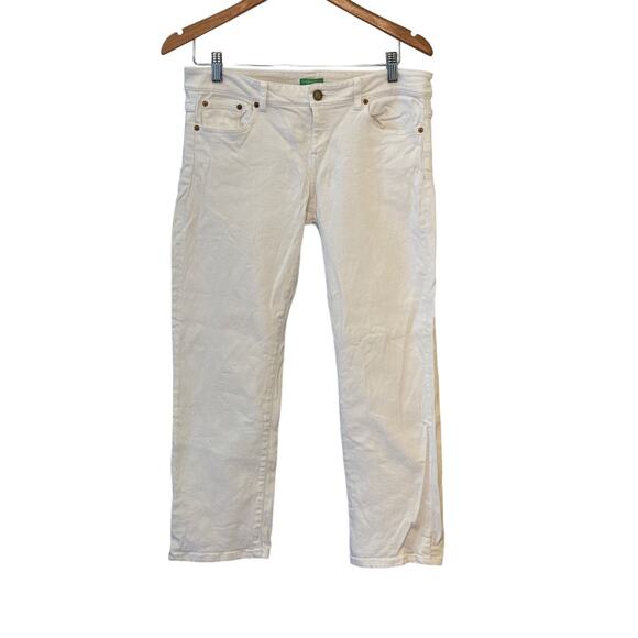 Lilly Pulitzer Palm Beach Fit White Denim Jeans Palm Tree Pockets 10 Pre-owned‎ - Picture 1 of 7